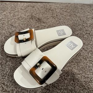 DV by Dolce Vita White Sandals with Tortoiseshell Buckle